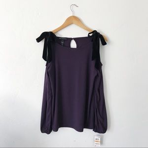 Purple open shoulder long sleeve